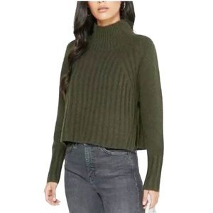 TOPSHOP Olive Green Cropped Rib Mock Neck Pullover Sweater 4